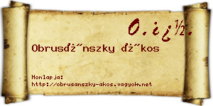 Obrusánszky Ákos névjegykártya