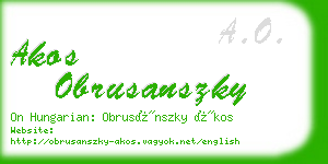 akos obrusanszky business card